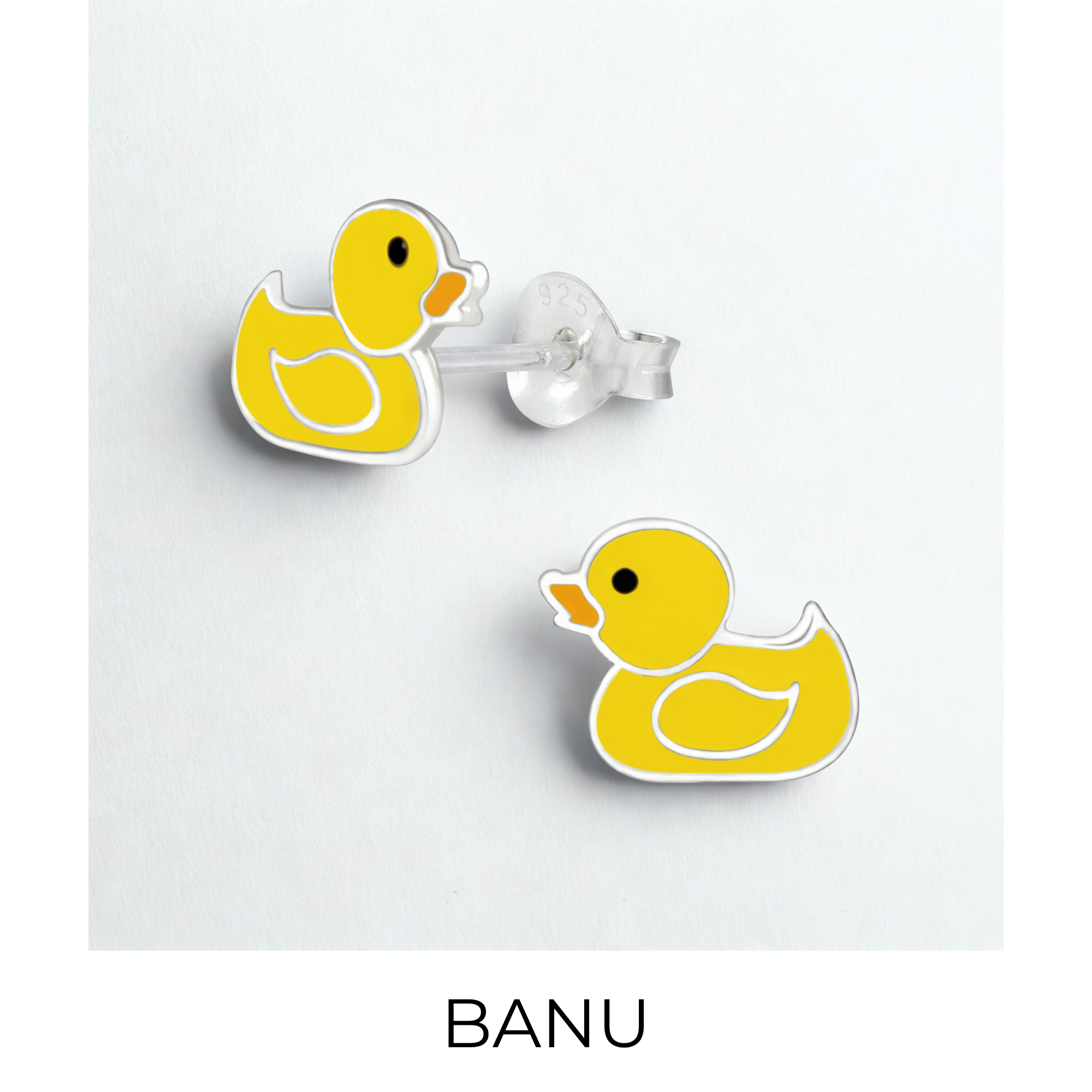 Sterling Silver Duck Stud Earrings – 925 Silver Animal Jewelry