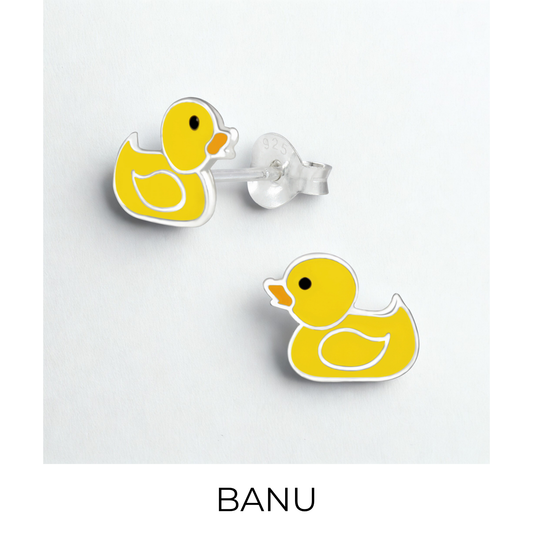Sterling Silver Duck Stud Earrings – 925 Silver Animal Jewelry