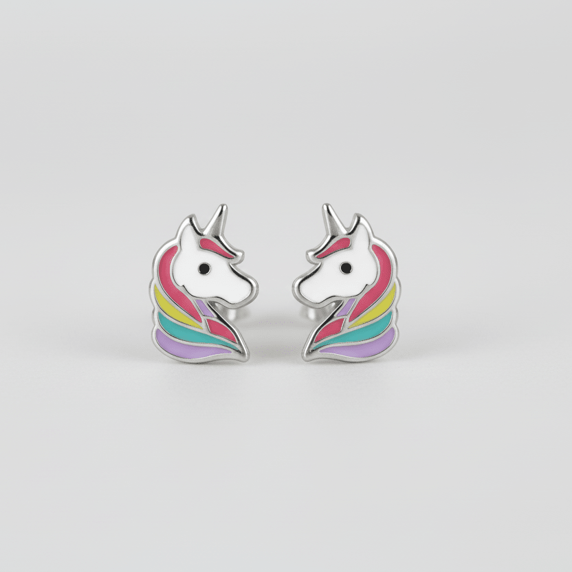Unicorn Sterling Silver Stud Earrings - BANUEarrings